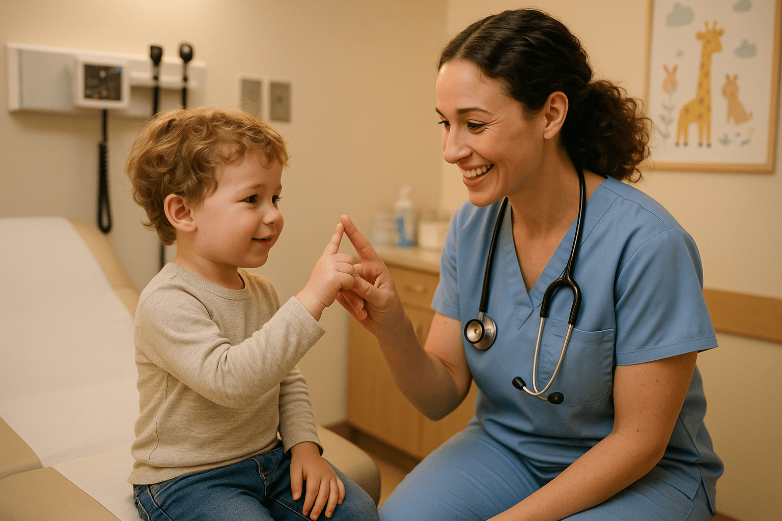 Healthcare professional with child patient
